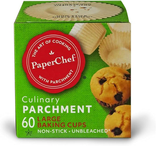 PaperChef - Large Parchment Baking Cups - Easy Release, Non-Stick Paper - 60 Count