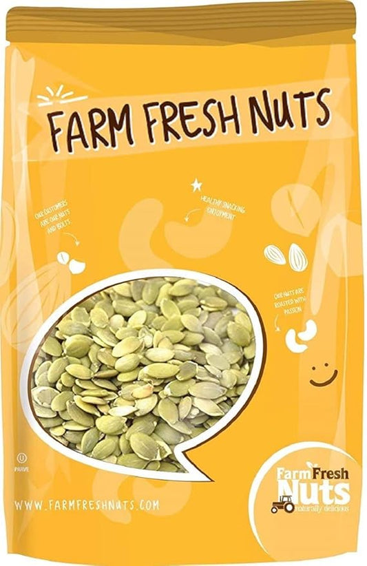 Dry Roasted Pepitas/Pumpkin Seeds Unsalted (1 Lb.) - Oven Roasted in Small Batches for Added Freshness - Vegan & Keto Friendly - Farm Fresh Nuts Brand