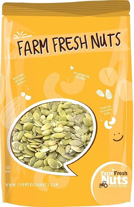 Dry Roasted Pepitas/Pumpkin Seeds Unsalted (5 Lbs.) - Oven Roasted in Small Batches for Added Freshness - Vegan & Keto Friendly - Farm Fresh Nuts Brand