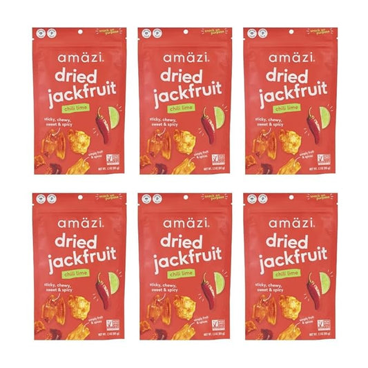 Am채zi Foods | Chili Lime Dried Jackfruit (6 Pack) | All Natural Snacks | Gluten Free Healthy Dried Fruit Snacks