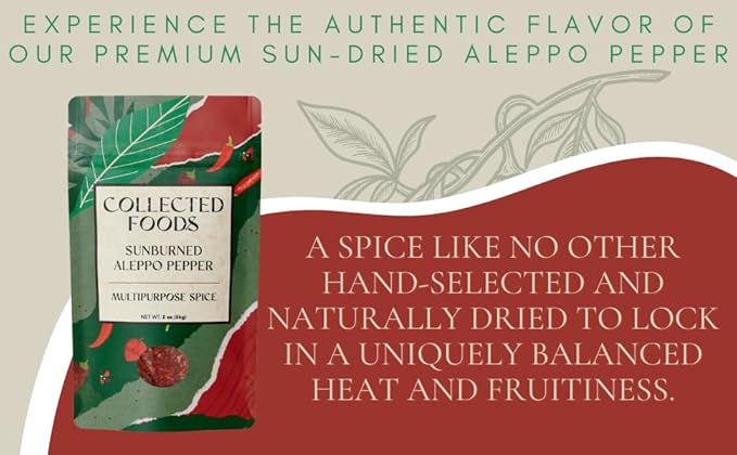 Premium Aleppo Pepper Flakes, Naturally Sun-Dried, Small Batch Spice for Smoky Flavor & Balanced Heat, Gourmet Alternative to Red Chili & Red Pepper, 2oz