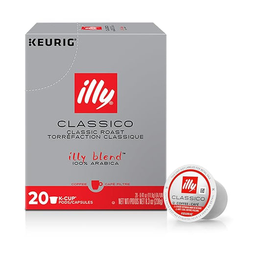 Illy Coffee K Cups - Pods For Keurig Machines – Classico Roast - Caramel, Orange Blossom & Jasmine - Mild, Flavorful & Balanced Flavor - No Preservatives – 20 Count