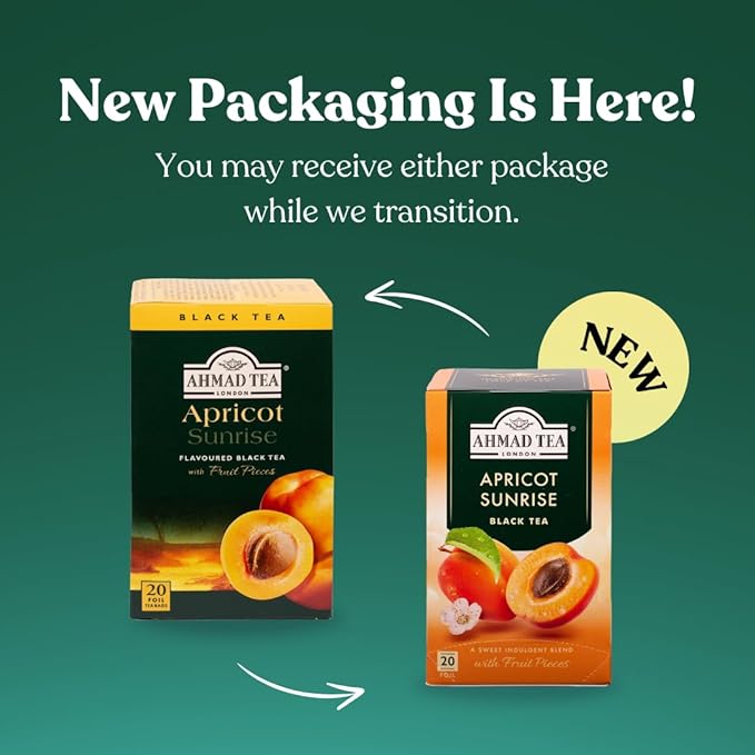 Ahmad Tea Apricot Sunrise Black Tea, 20 Count, Pack of 6
