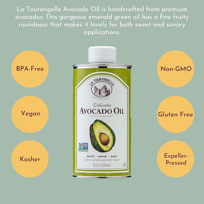 La Tourangelle, Avocado Oil, Handcrafted from Premium Avocados, Great for Cooking, as Butter Substitute, and for Skin and Hair, 8.45 fl oz