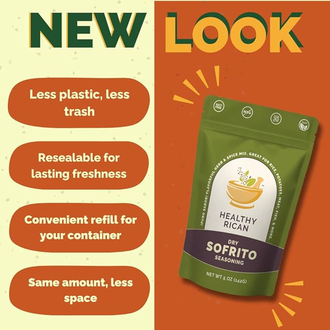 Healthy Rican Sofrito Spice Herb Seasoning Mixes Non GMO No MSG Preservatives Artificial Flavors No Red 40 Gluten Free Diabetes Low Sodium Keto Friendly Whole 30 Approved (Sofrito Large)