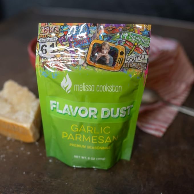 Melissa Cookston Flavor Dust | Chicken Wing Coating & Wing Dust for BBQ and Cooking | Award Winning & Competition Style Barbecue Dry Rub | Garlic Parmesan, 6 Oz