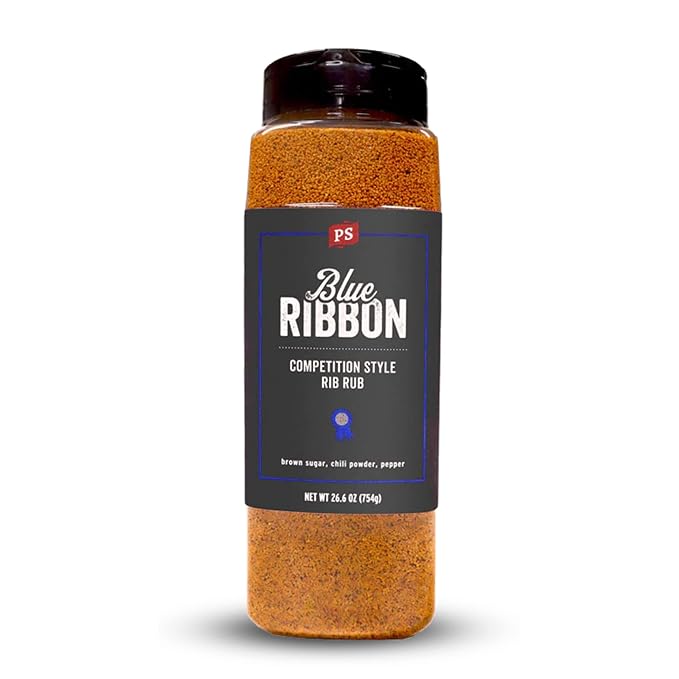 PS Seasoning Blue Ribbon Rib Rub- Sweet & Smoky Competition Style BBQ Seasoning for Smoking and Grilling- Kansas City Spice Blend Dry BBQ Rub for Prime Rib, Steaks, Pork, Chicken, Beef Brisket, 26.6oz