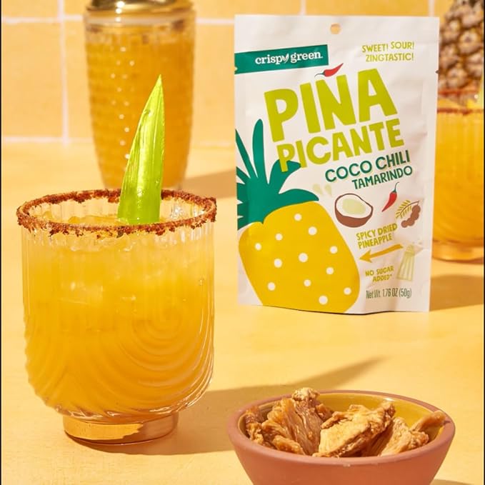 Crispy Green Pi챰a Picante, Coconut Chili Tamarindo Dried Pineapple, Healthy Real Fruit Snacks, 1.76 Ounce, 12 Single Serve Bags