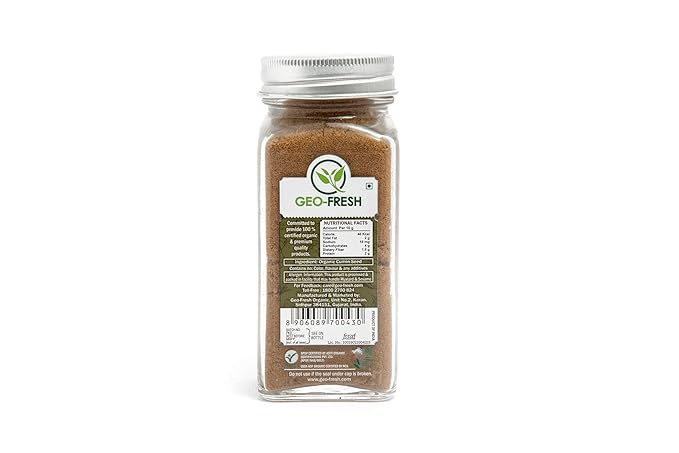 Geo-Fresh Organic Cumin Powder 1.76 oz - Ground Cumin Powder Organic for Cooking - USDA Certified, Non-GMO - For Seasonings, Cooking, Ideal for Spice Blends