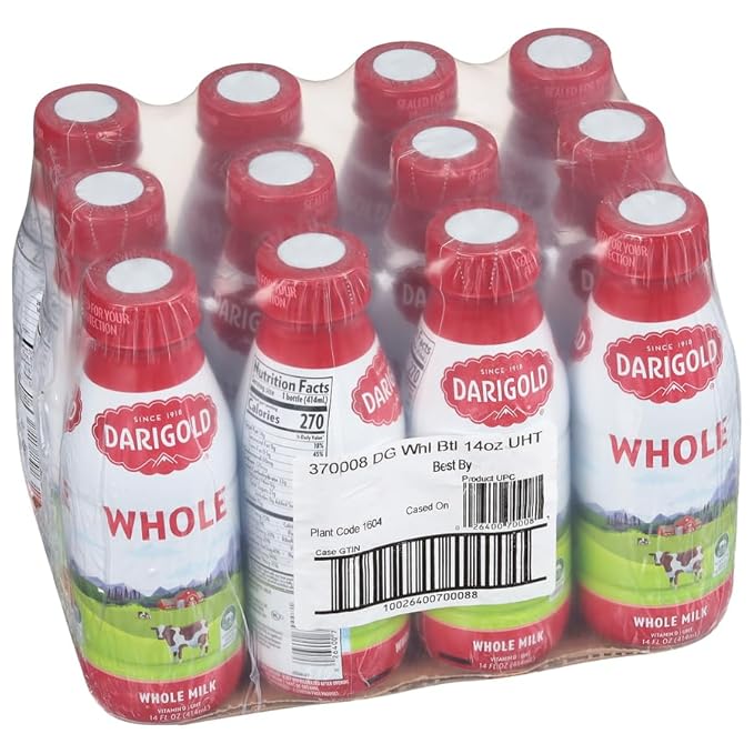 Darigold Shelf Stable Whole Milk with 12 Essential Nutrients, 15g Protein, rsBT Free - 14oz, 12 Pack (Whole)