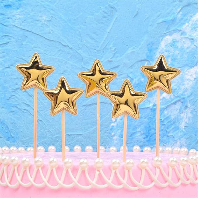 50Pcs Cupcake Toppers Heart Star and Crown Cupcake Picks Mini Cake Toppers Colorful Cake Decoration DIY Dessert Fruits Food Picks Party Decorative Accessories for Birthday Wedding Baby Shower (Star)