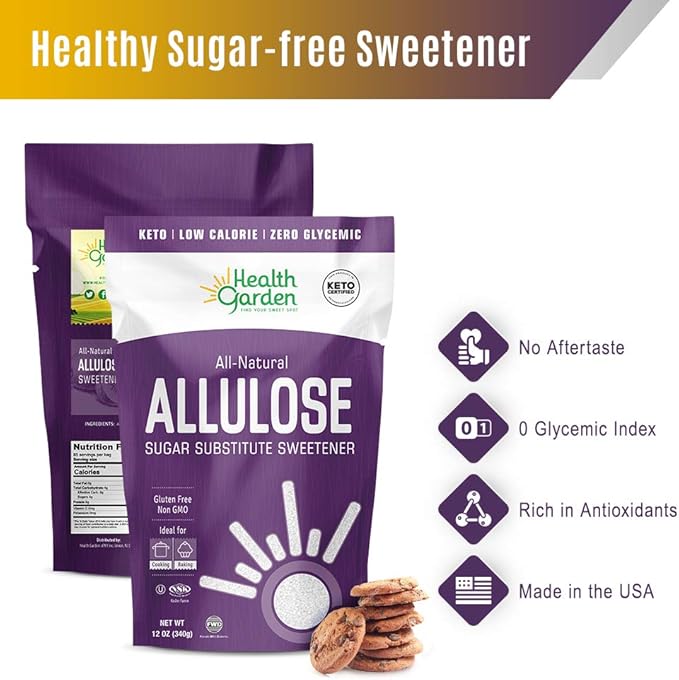 Health Garden Allulose Sweetener - Gluten and Sugar Free - Zero Net Carb - Non GMO - Kosher - Keto Friendly (14 OZ)