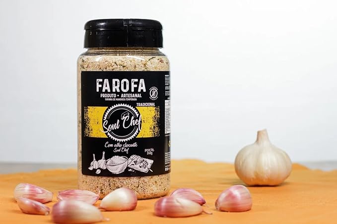 Soul Chef Seasoned Cassava Flour - Traditional - Farofa - Imported from Brazil - Delicious Flavor - Crispy Texture - Ideal On Steaks, Burgers, Sausages, Feijoada and Others.