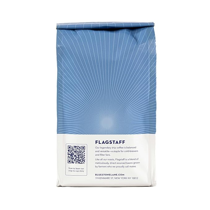 Bluestone Lane Flagstaff Ground Coffee, Medium Roast, Filter & Cold Brew Blend, 12 Ounce Bag