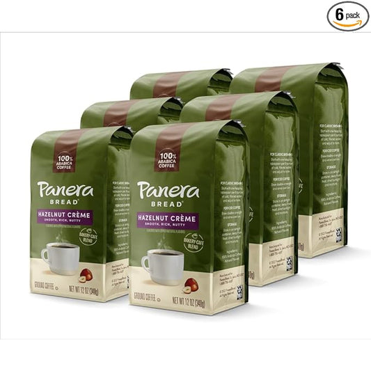 Panera Hazelnut Cr챔me, Ground Coffee, Flavored Coffee, Bagged 12oz, Pack of 6