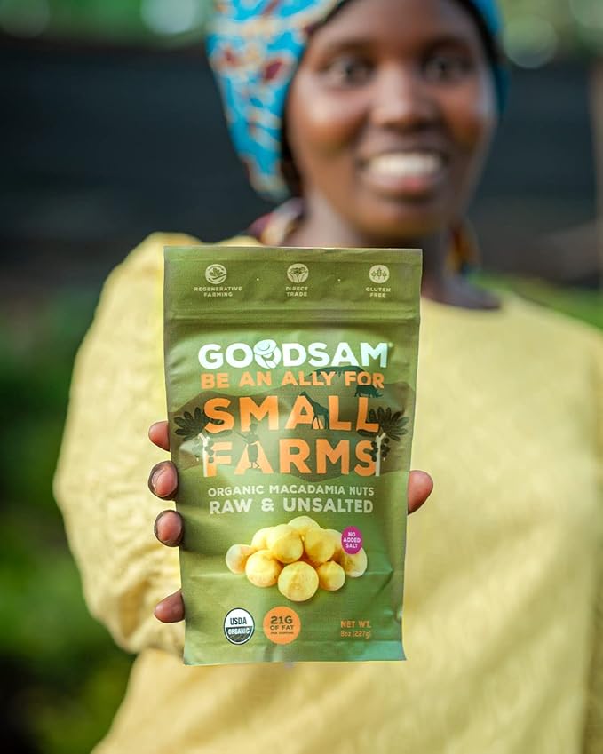 GoodSAM Organic Roasted Macadamia Nuts 0.5 lb, Salted, Gluten Free, Non GMO, Vegan, Keto, Regenerative Farming, Direct Trade