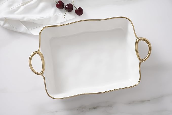 Pampa Bay Rectangular Baking Dish, Golden Handles, Kitchen, Gift