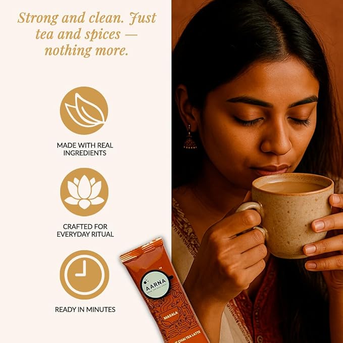 Bagan of Aarna Instant Masala Chai, Tea Powder Mix, Spiced Tea, All Natural Chai Tea, Authentic Chai Mix, Masala Spiced Chai Powder With Natural Flavour, Makes 10 Cups (Masala No Sugar)