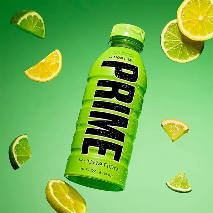 PRIME Hydration LEMON LIME, Sports Drinks, Electrolyte Enhanced for Replenishing Fluids, 250mg BCAAs, B Vitamins, Antioxidants, Low Sugar, 16.9 Fl Oz, 12 Pack