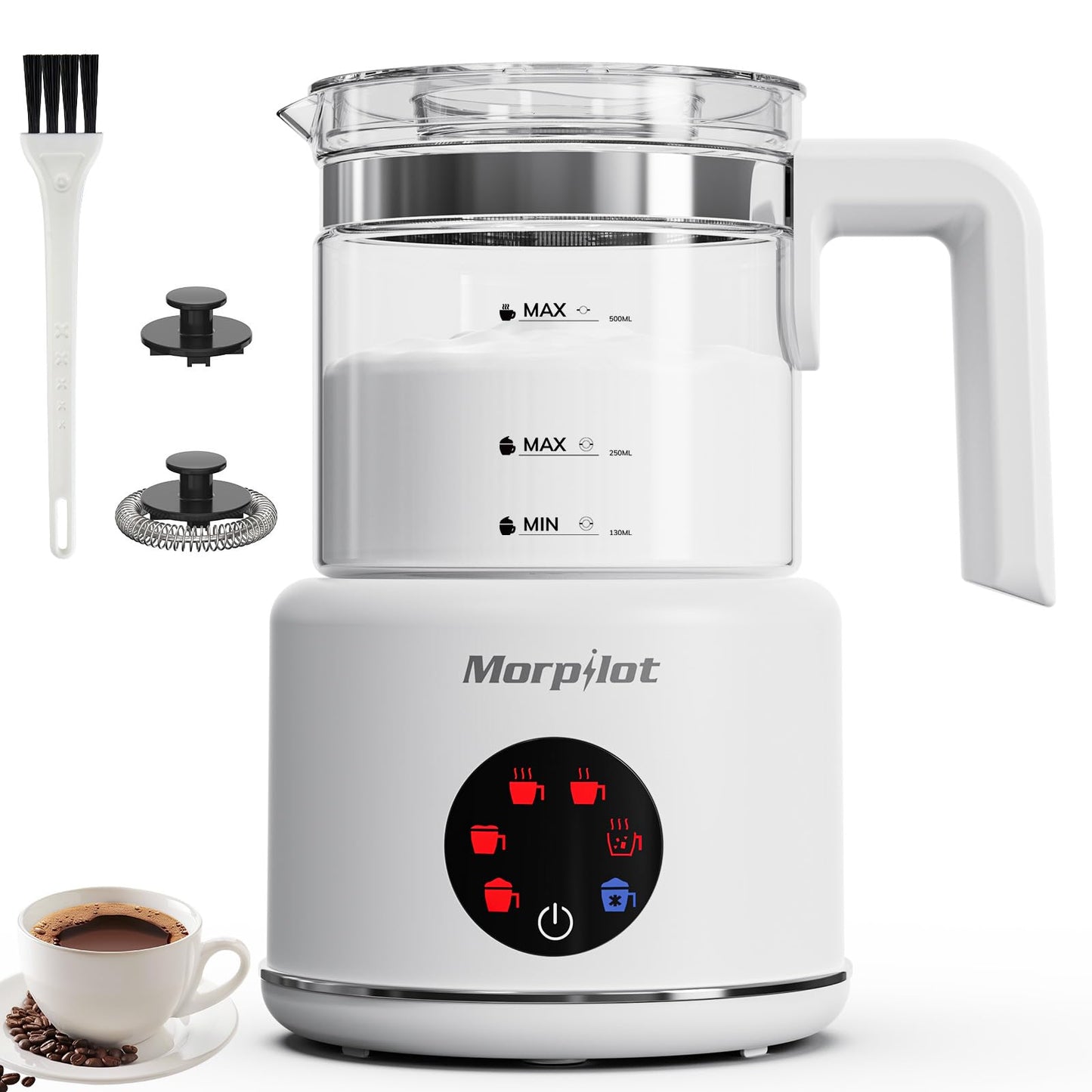 Large Electric Milk Frother and Steamer, 16.9oz/500ml Milk Steamer and Frother for Latte or Hot