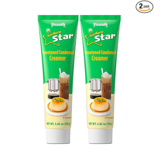 Vinamilk Sweetened Condensed Creamer Tubes | Pack 2 | 5.82 Oz Each, Kantar Choice, Light Creamy Sweet - Portable Liquid Creamer for Vietnamese Drip Coffee, Smoothie, and Dessert