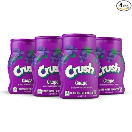 Crush, Grape, Liquid Water Enhancer ??New, Better Taste! (4 Bottles, Makes 96 Flavored Water Drinks) ??Sugar Free, Zero Calorie
