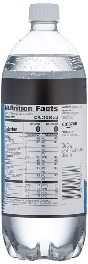 Amazon Brand - Happy Belly Seltzer Sparkling Water, 33.8 fl oz (Pack of 2)