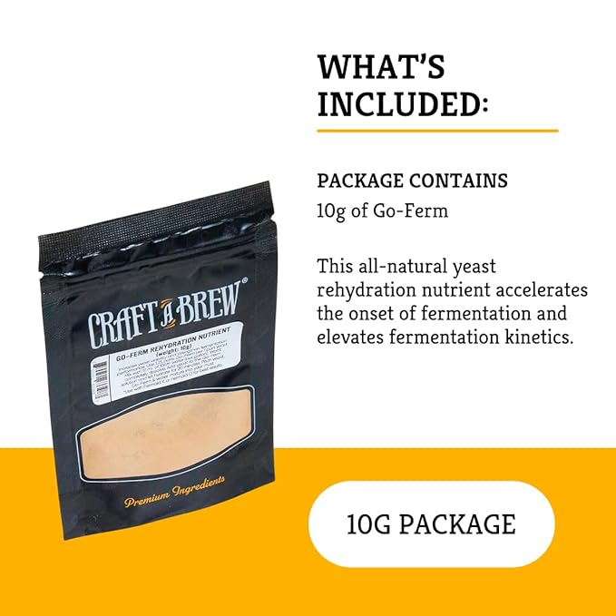 Craft A Brew - Go-Ferm - Natural Yeast Rehydration Nutrient - Enhances Fermentation Kinetics - Yeast for Alcohol Fermentation - 10g