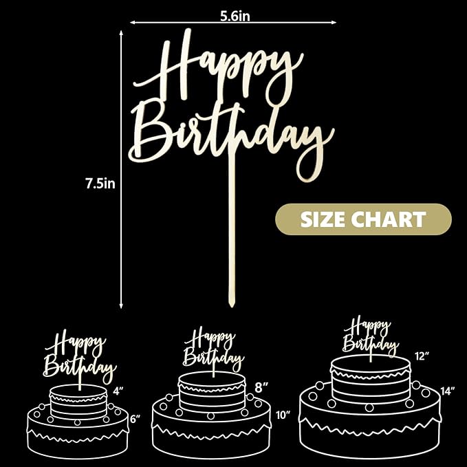 Wooden Happy Birthday Cake Toppers, Birthday Party Decoration Supplies, Premium Quality Decoration (Design 01)
