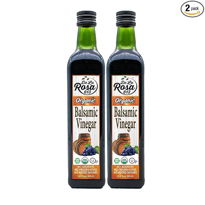 De La Rosa Organic Balsamic Vinegar, Kosher for Passover, Vegan & Gluten Free, Balsamic Vinegar Dressing for Salads and Marinades, 16.9 oz (Pack of 2)