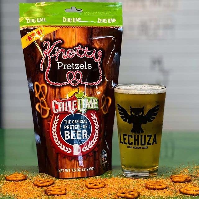 Knotty Pretzels ?쏷he Official Pretzel of Beer??7.5 oz Individual Seasoned Pretzels in Resealable Pretzel Snack Bags, The Perfect Pairing for Beer, Chile Lime Flavor (3-Pack)