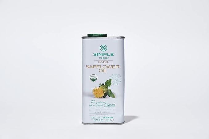 Simple Foods Organic Safflower Oil - USDA Certified Organic, Cold-Pressed 16.9 oz