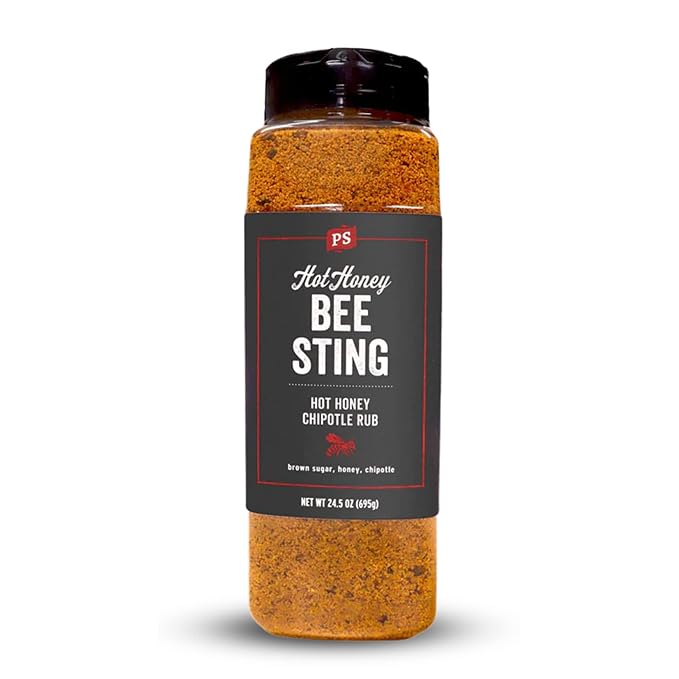 PS Seasoning Bee Sting - Hot Honey Chipotle BBQ Seasoning & Rubs for Smoking, Grilling, Baking - Sweet & Spicy Chipotle Flavor, Dry BBQ Rubs and Spices for Grilling Steaks, Pork, Chicken, Beef, 24.5oz