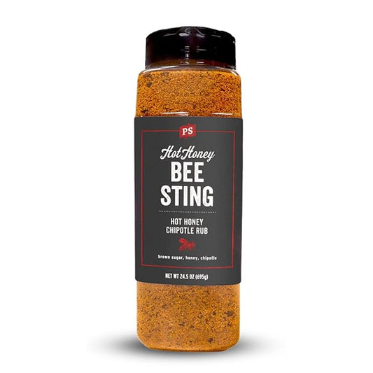 PS Seasoning Bee Sting - Hot Honey Chipotle BBQ Seasoning & Rubs for Smoking, Grilling, Baking - Sweet & Spicy Chipotle Flavor, Dry BBQ Rubs and Spices for Grilling Steaks, Pork, Chicken, Beef, 24.5oz