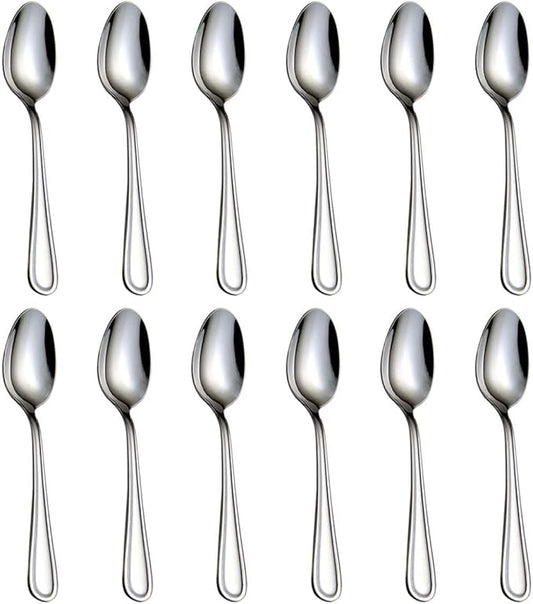 Teaspoons Set, Stainless Steel 18/0 Tea Spoon 12pcs, 6.29 Inches For Home, Kitchen Restaurant, Slilver