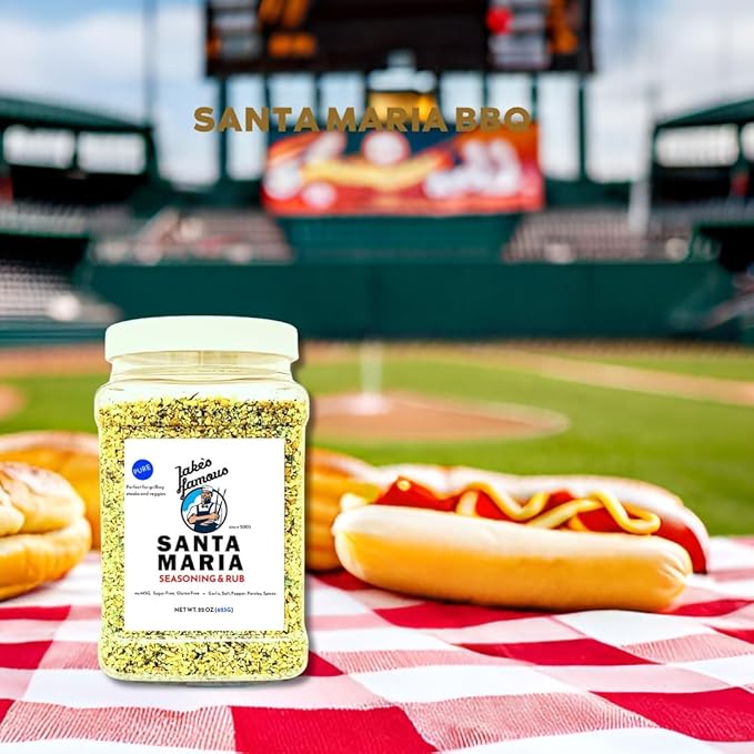 Jake's Famous Santa Maria Seasoning, 22 Oz Grill Seasoning, Tri Tip, Steak, Pork, Chicken, BBQ Rub, Brisket Rub, Sugar Free, Gluten Free, Traditional Style, (1.38 Pounds)