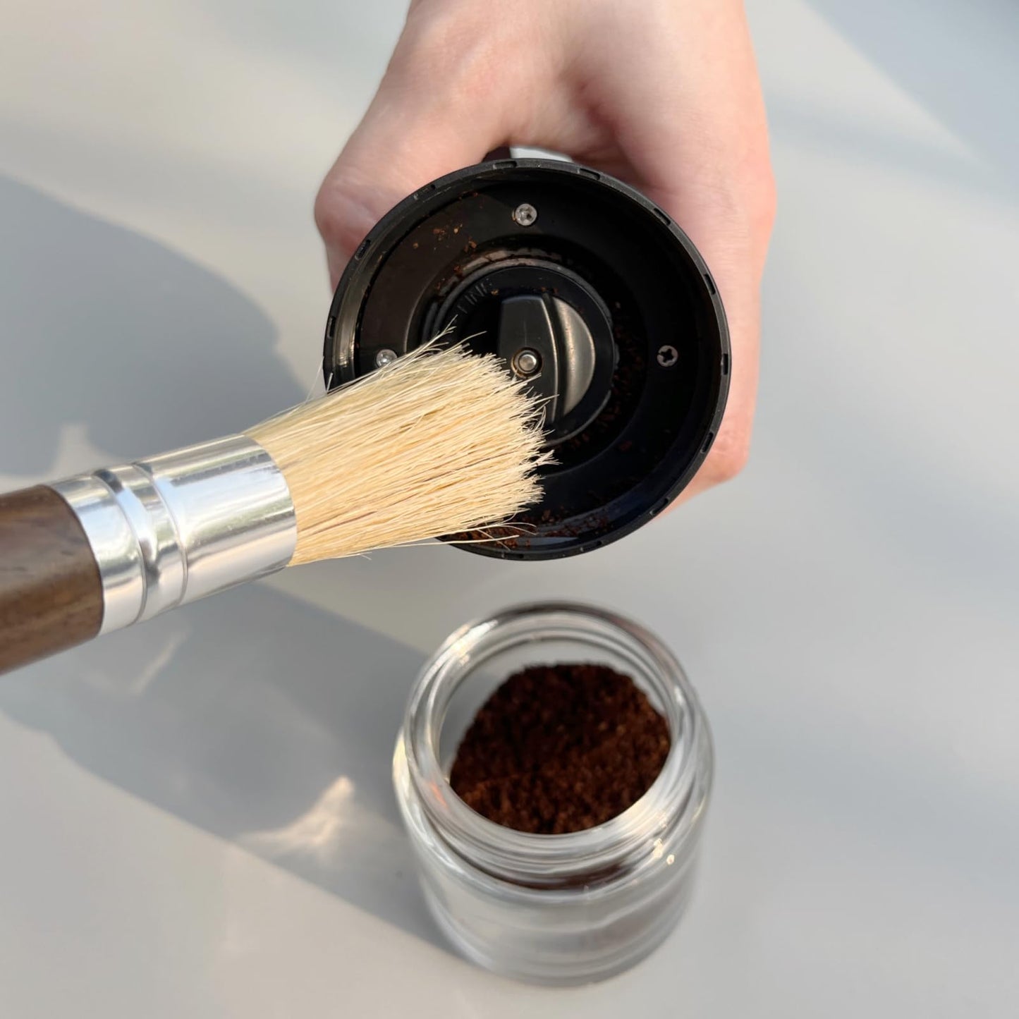 Coffee Grinder Cleaning Brush, Espresso Machine Brush Cleaner Tool with Wooden Handle and Natural