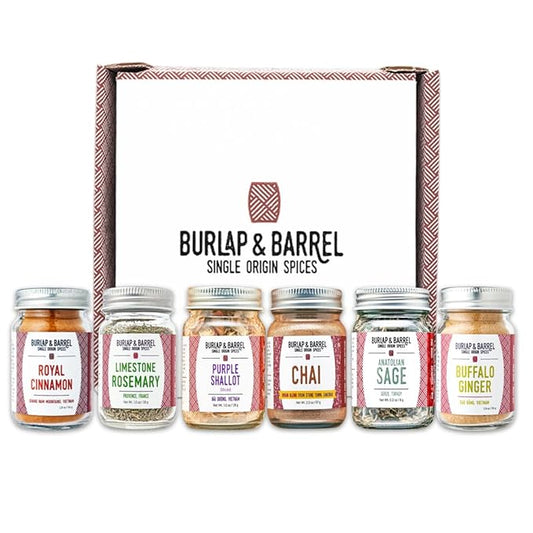 Burlap & Barrel Cooking & Baking 6-Pack Gift Set ??As Seen on Shark Tank! Gourmet Spices for Home Chefs ??Includes Cinnamon, Rosemary & More ??6 Full-Size Jars