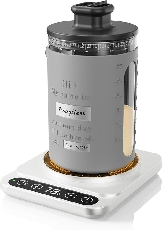 Sourdough Starter Warmer (Jar Not Included) for Home Kitchen – 1°F Precision Control (70–100°F), Auto Heat On/Off, 12H Timer, Transform Your Baking with Perfect Fermentation Basic-WHT