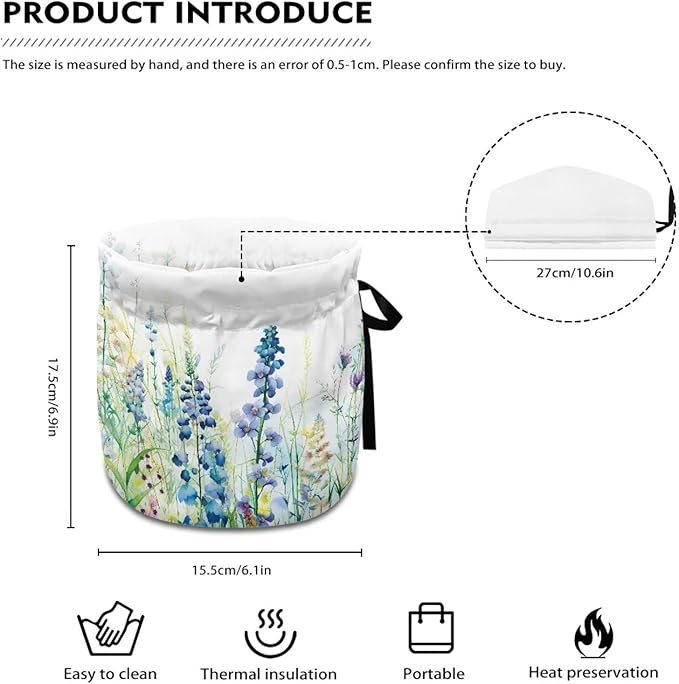 White Flower Teapot Cozy Keeping Warm Soft & Washable Tea Pot Cover for Breakfast Warmer, Extra Thick Tea Cup Warmer Cozy for Women Gifts