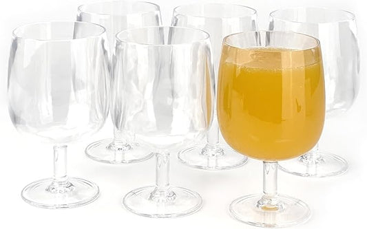 Yalin Set of 6 Unbreakable 12 oz Acrylic Plastic Wine and Water Tumbler Stackable Goblets. (Clear, 12 oz)