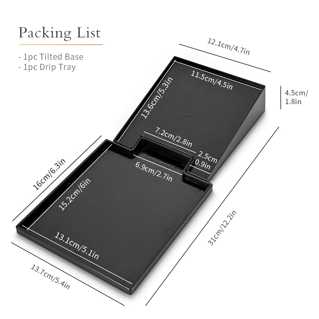 Incline Stand with Tray Compatible with Eureka Mignon Grinder Durable Tilted Angled Base and Drip