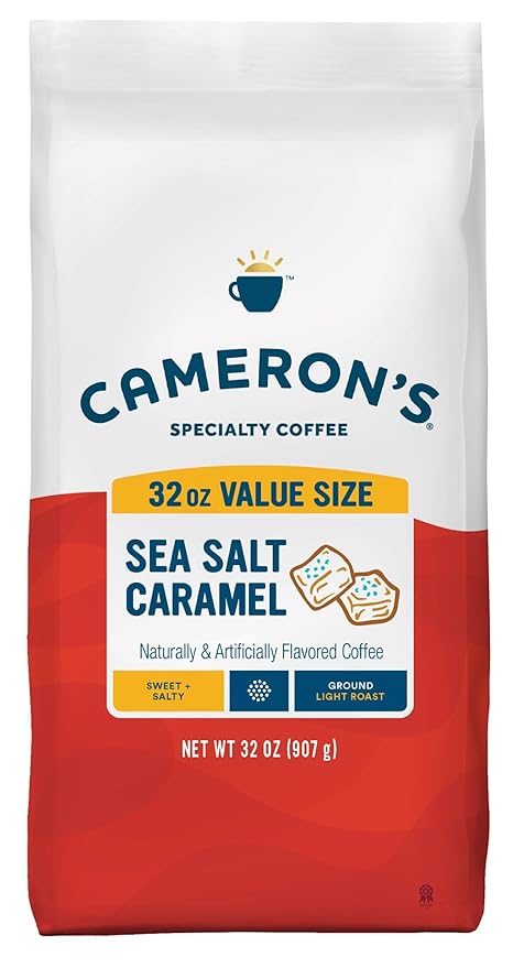 Cameron's Coffee Roasted Ground Coffee Bag, Flavored, Sea Salt Caramel, 32 Ounce