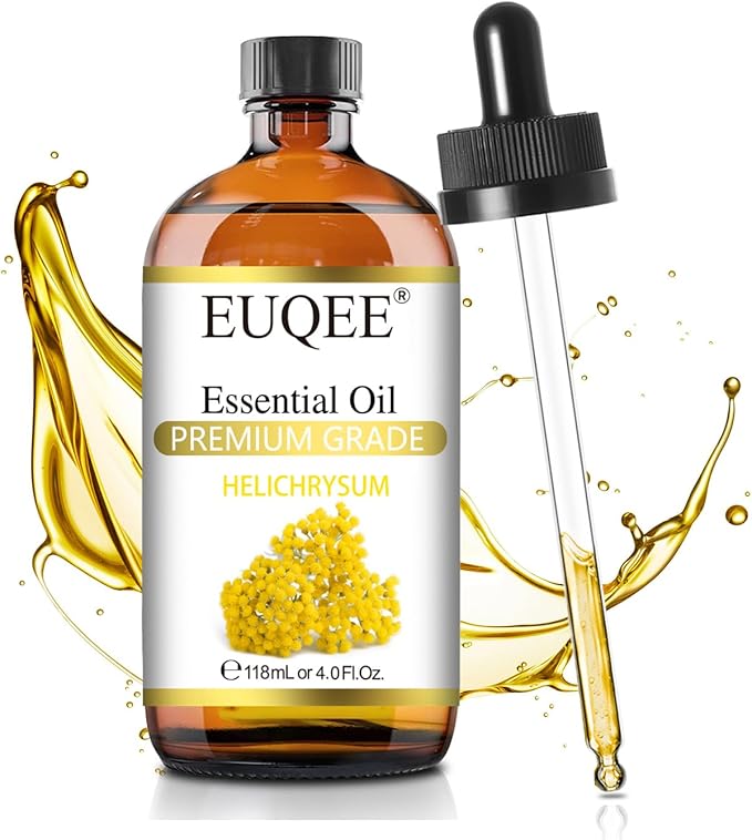 Helichrysum Essential Oil 4 oz/118 ml Large Bottle Premium Helichrysum Oil with Glass Dropper - Great for Diffusers, Humidifier, Candle & Soap Making