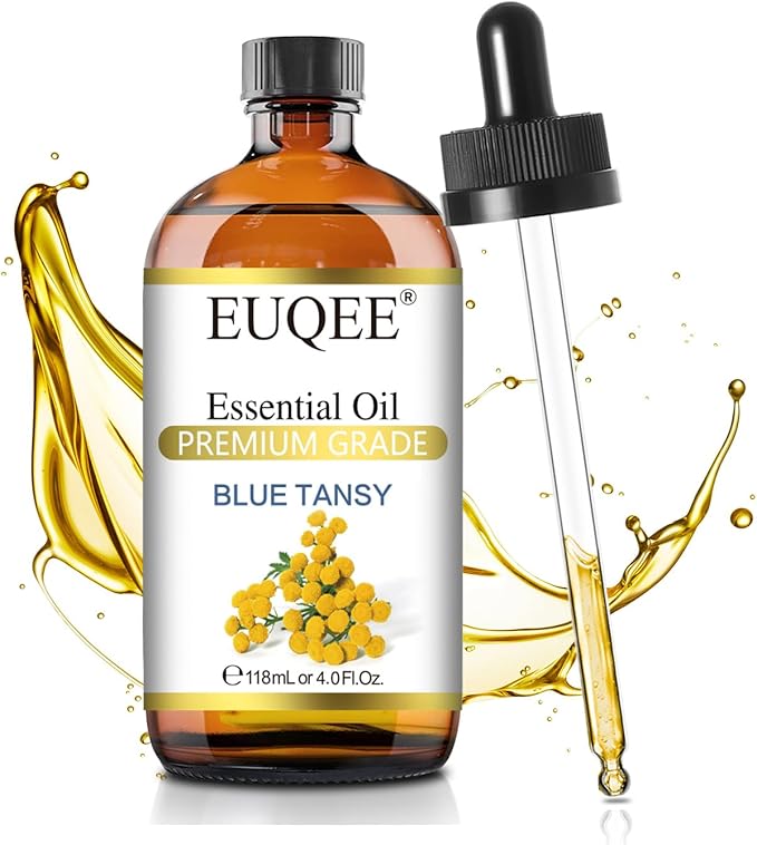 Blue Tansy Essential Oil 118mL/4oz Pure Blue Tansy Oil Premium Essential Oil for Diffuser, Soap Making, Skin Care with Glass Dropper