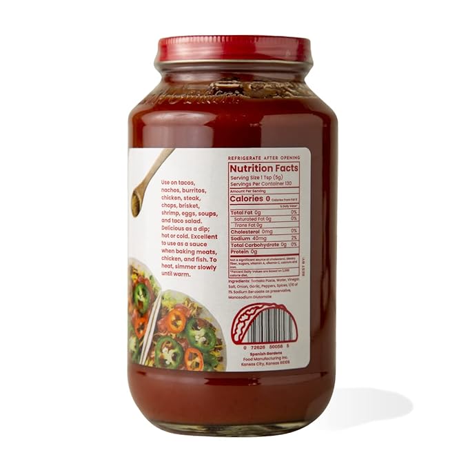 Spanish Gardens Taco Sauce (6 Pack) ??Hot Taco Sauce for Authentic Mexican Food ??Original Family Recipe, Spicy Sauce for Tex Mex Food (23 oz)