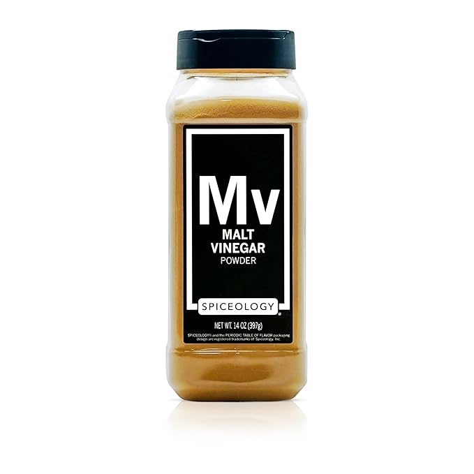 Spiceology – Malt Vinegar Powder – Tangy, Fermented Flavor for Fries, Rubs, Chips & Snack Seasonings – Use in Dips, Marinades & British-Style Dishes – 14 oz