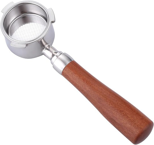 51mm Bottomless Portafilter Fits DeLonghi EC680 and EC685 Espresso Machine Stainless Steel Naked Portafilter Along with Double Shot Filter Basket Coffee Bottomless Handle-Wooden