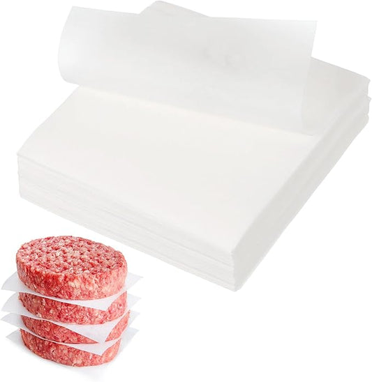 uxcell 500 Pcs Unbleached Parchment Paper Baking Sheets Squares, 3.1 Inch Hamburger Patty Paper, Non Stick Parchment Pulp Paper for Baking Grilling or Meat Storage, White