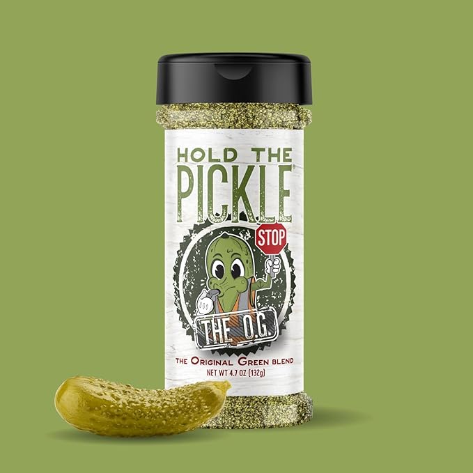 Hold The Pickle O.G. Dill Pickle Seasoning - Popcorn seasoning, Original Green Flavor Dill Pickles Seasoning for Cooking - Vegan, Non-GMO, Gluten Free, Kosher Certified, 4.7 Oz Shaker